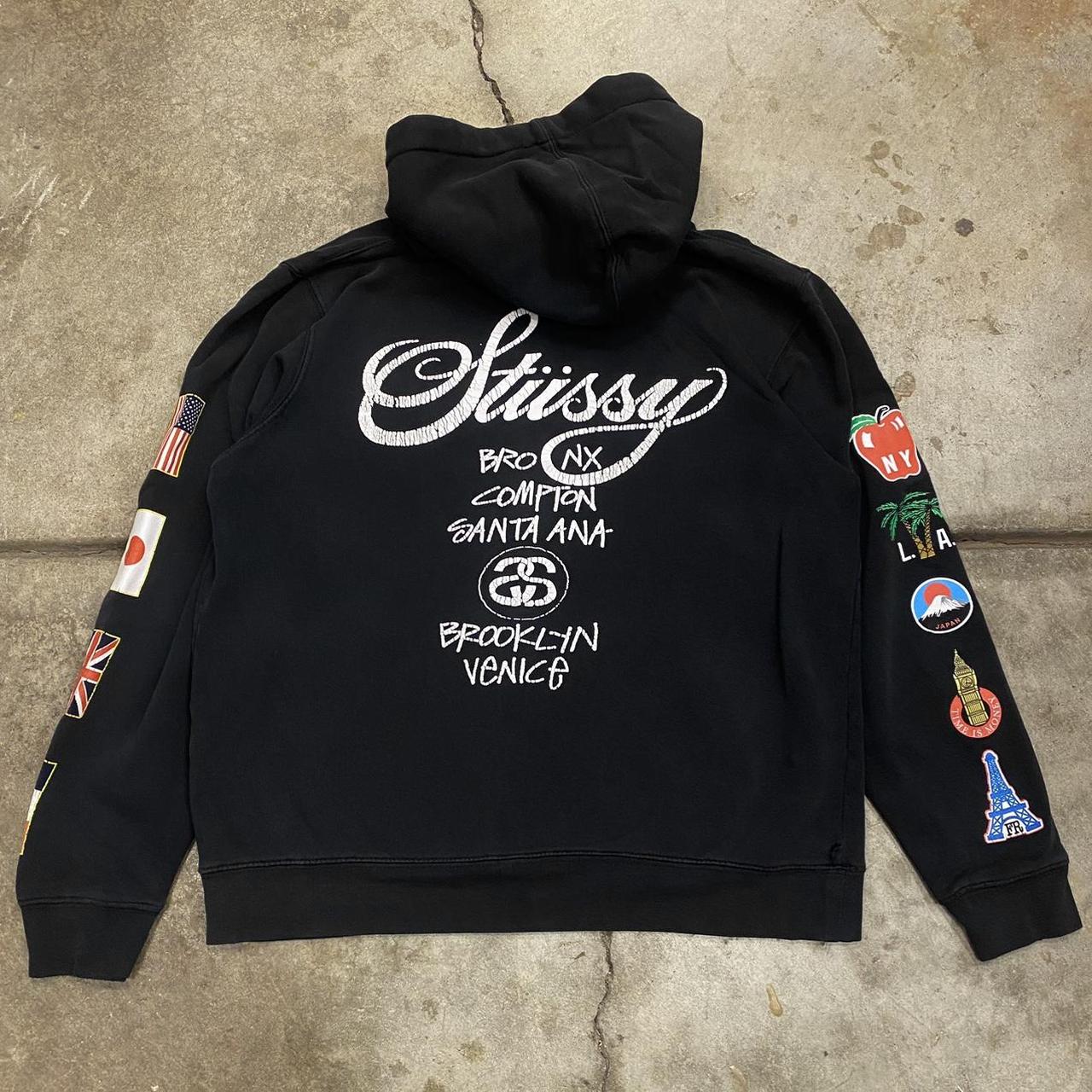 St ssy World Tour graphic hoodie black and white Depop