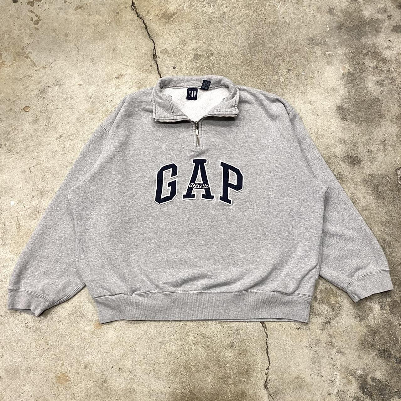 Vintage 90s Grey GAP athletic quarter zip collared... - Depop