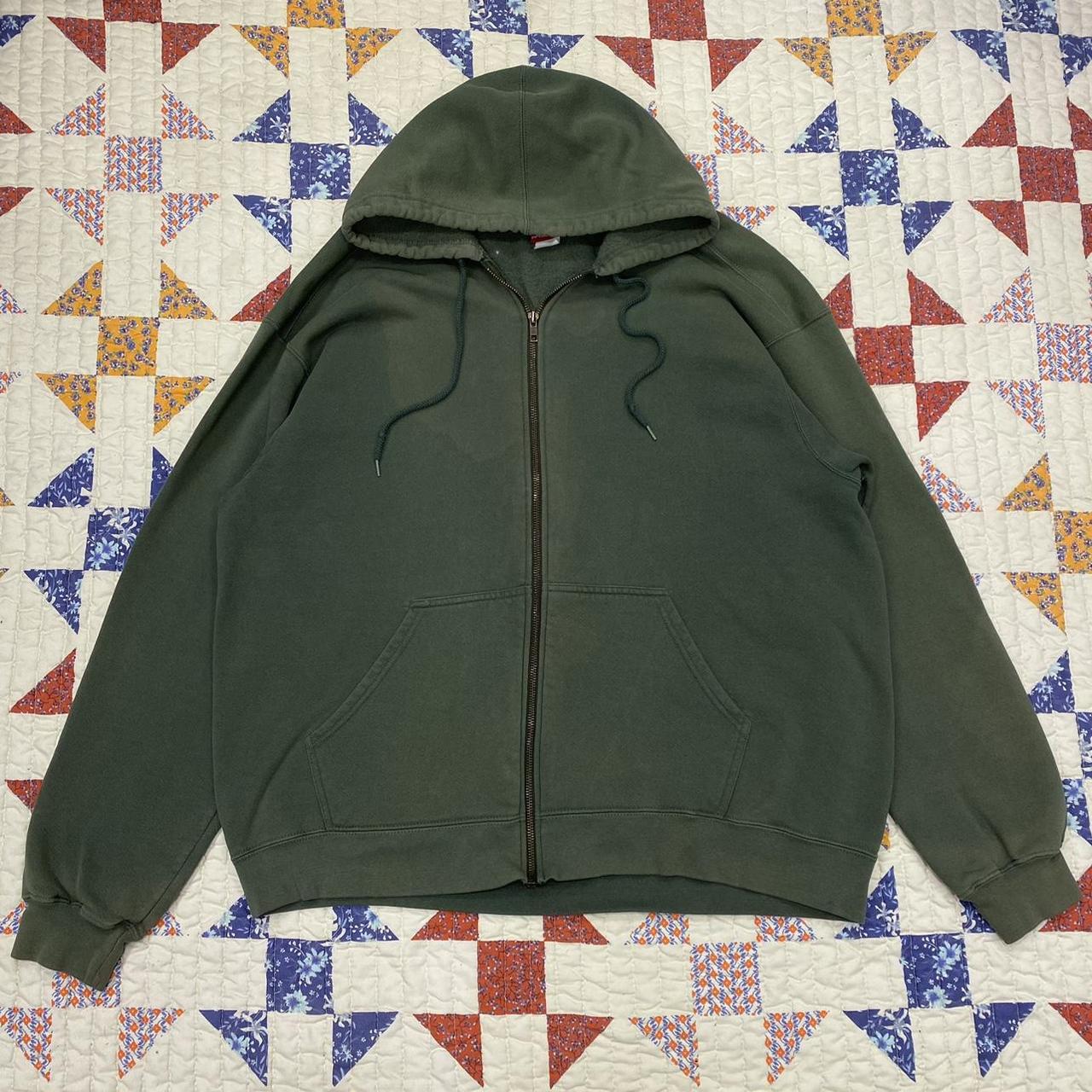 Vintage distressed faded green zip up hoodie 90s y2k