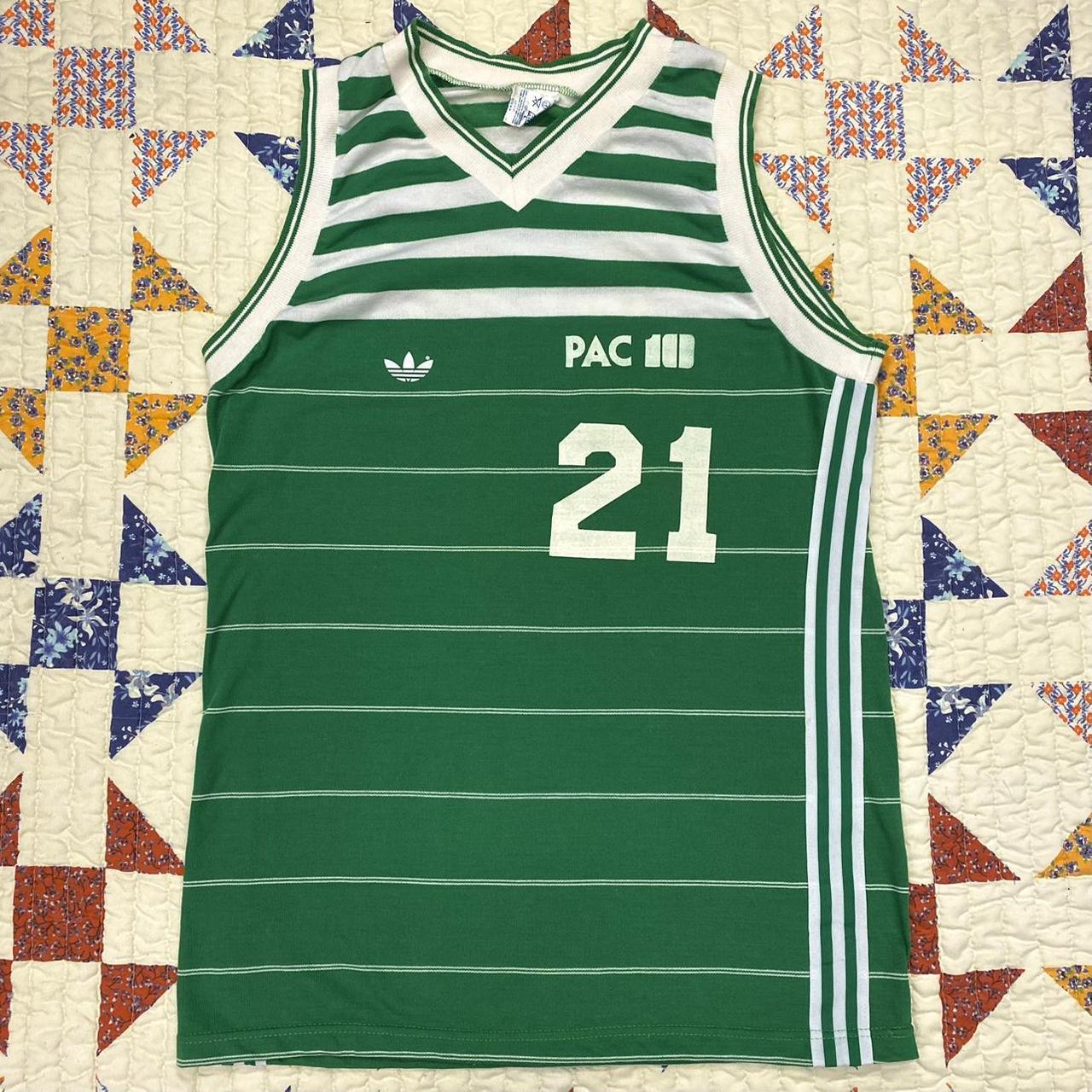 Adidas green and white basketball jersey Rare | Depop
