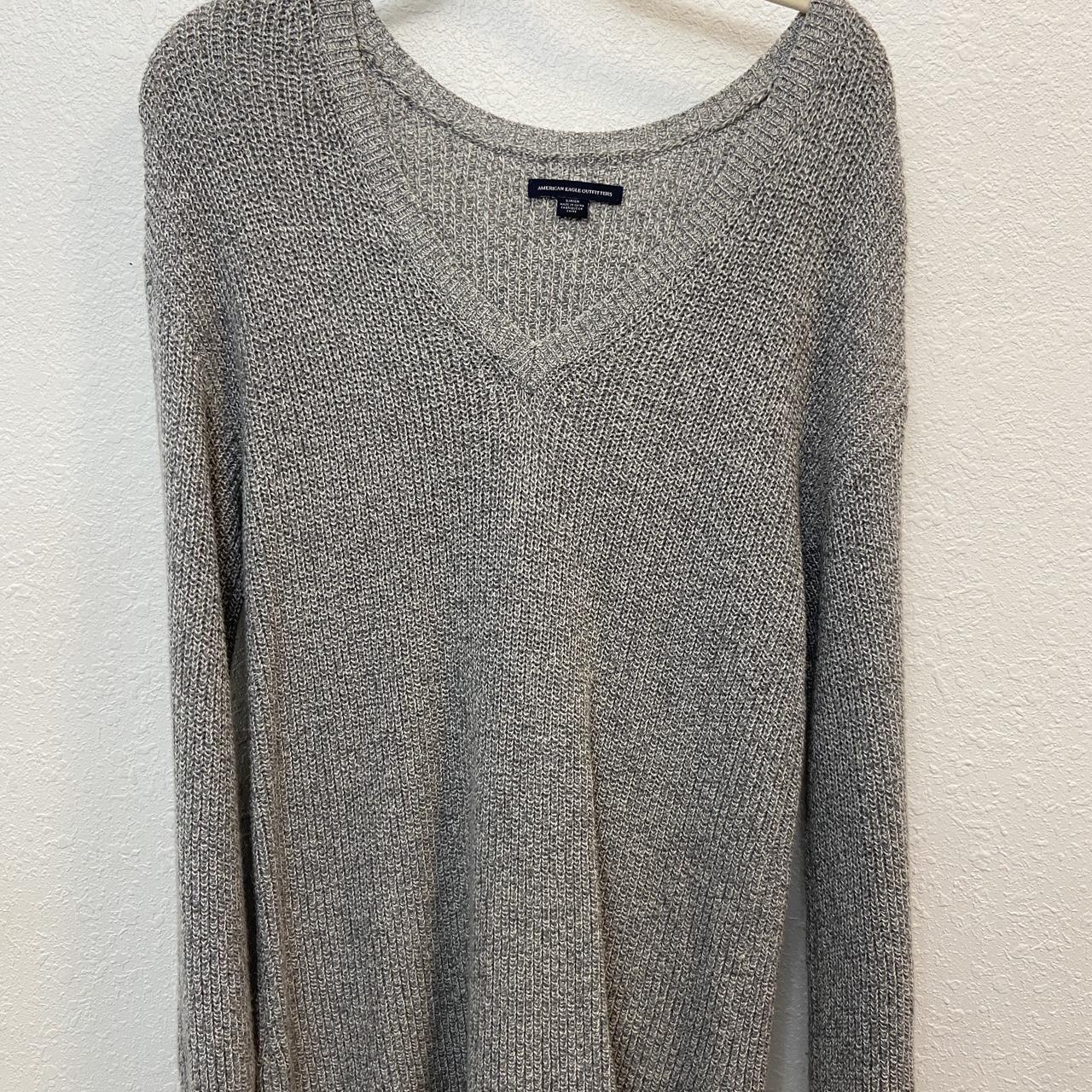 Oversized grey sweater American Eagle Pretty... - Depop