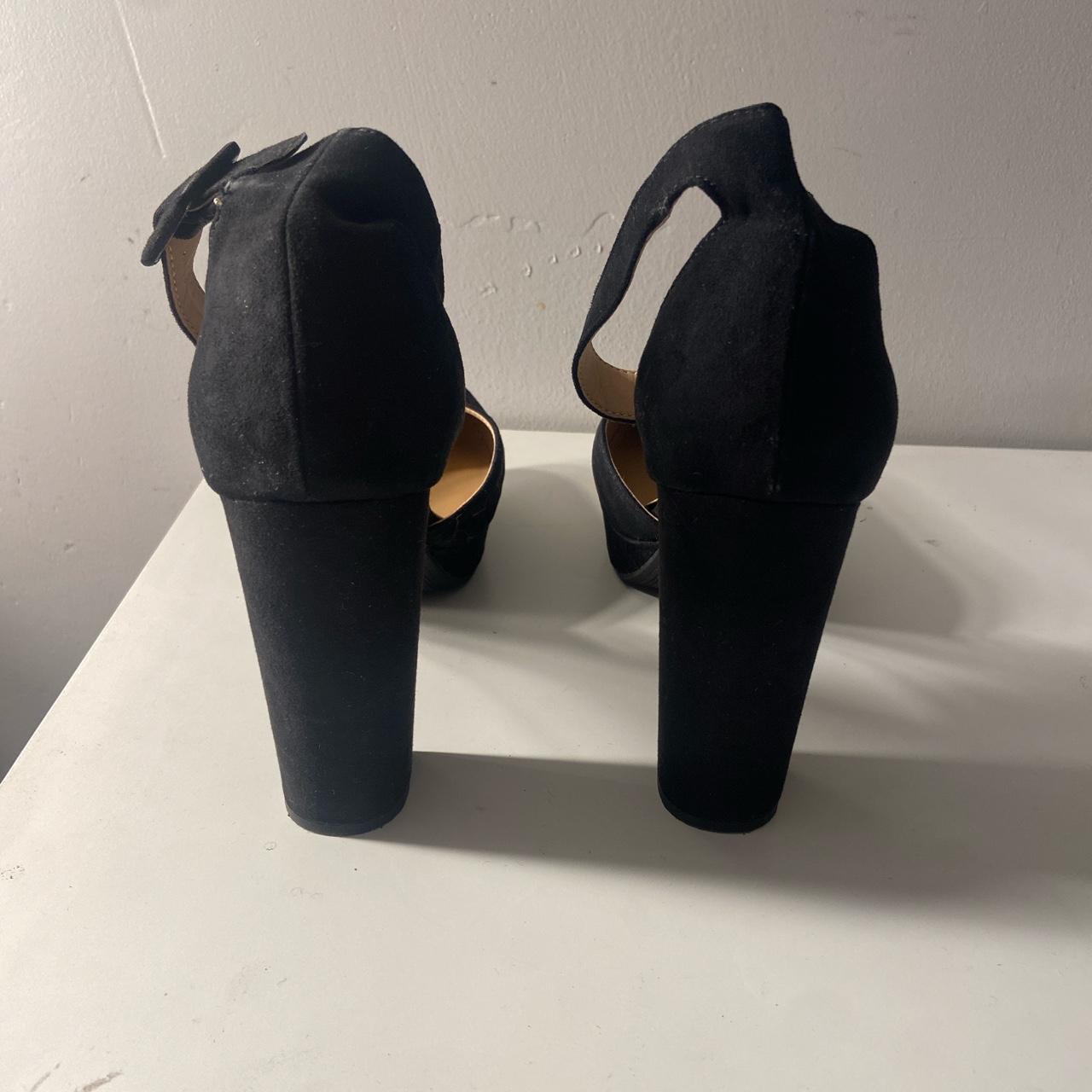 Black Chunky Suede Heels Sun and stone Size 8 - Depop