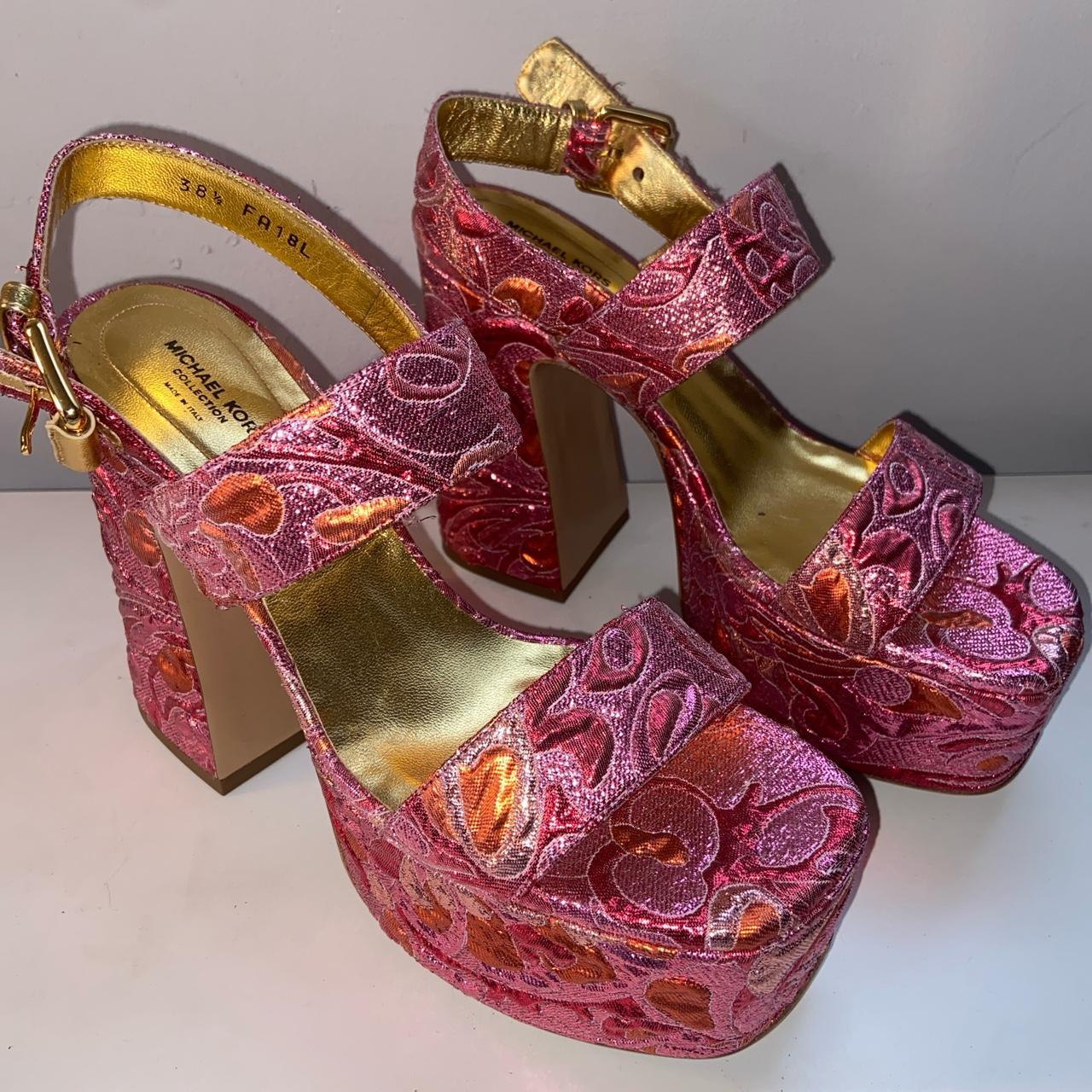 Multicolor block cheap heels