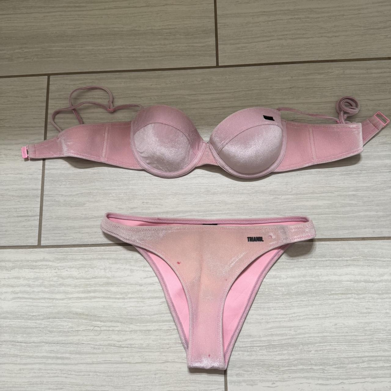 Triangl pink cheap velvet bikini