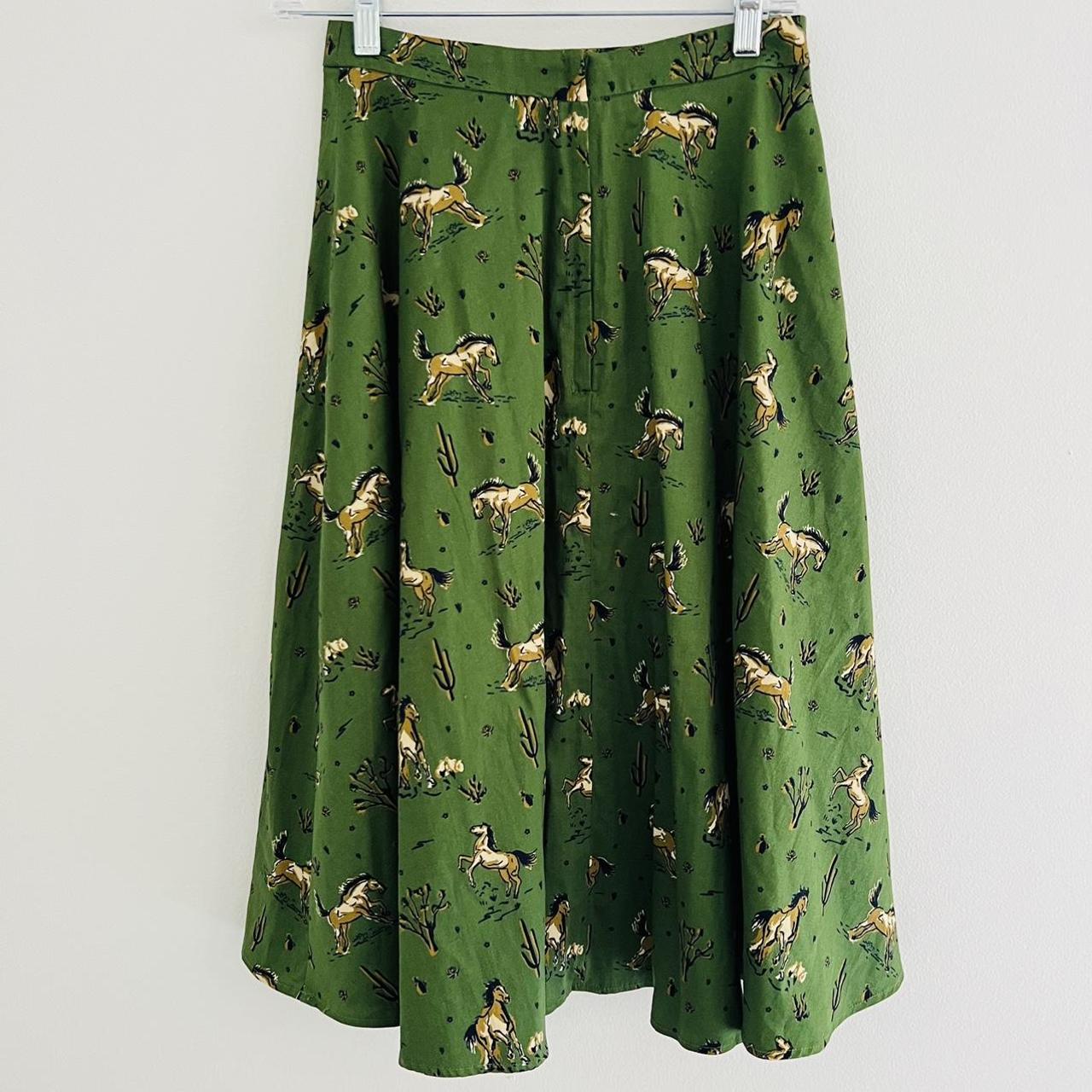 Collectif Women's Green and Tan Skirt (3)