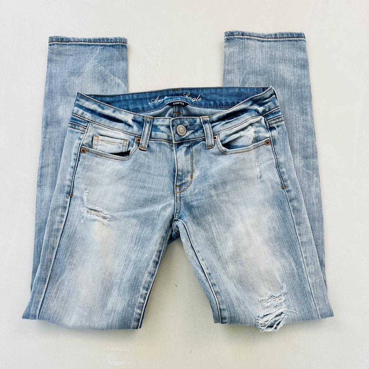 American Eagle Light Wash Distressed Jeans - Depop