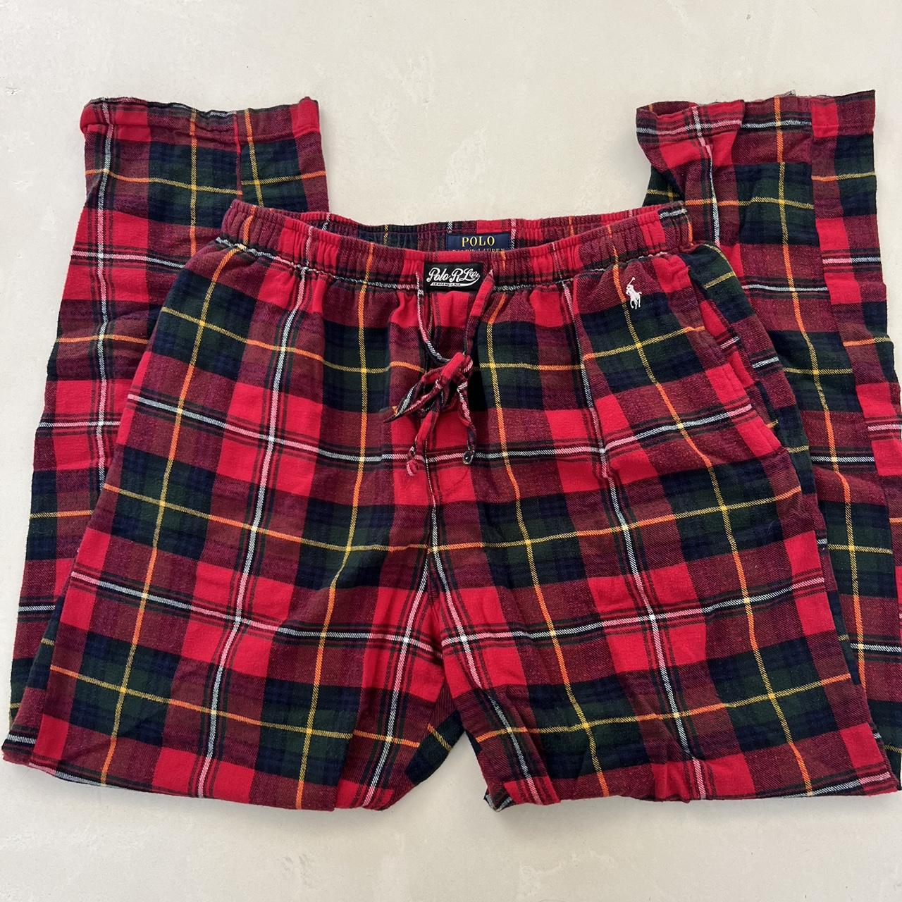 Ralph Lauren Red Plaid Pajama Pants Size... - Depop