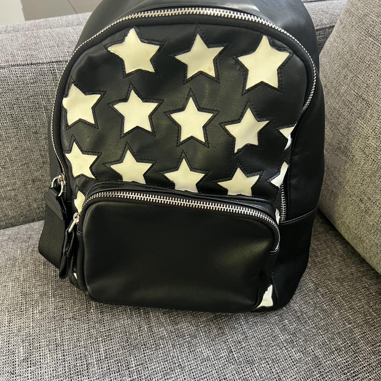 Zara Star Printed Black Leather Backpack Great, - Depop