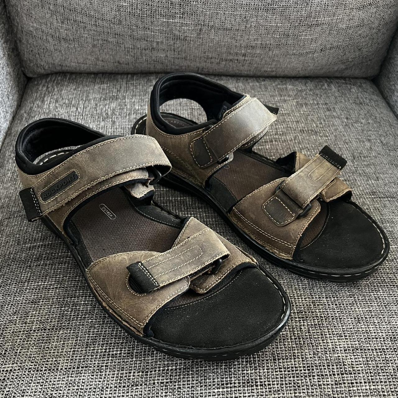 Rockport Darwyn Quarter Strap Brown Leather Sandals. Depop