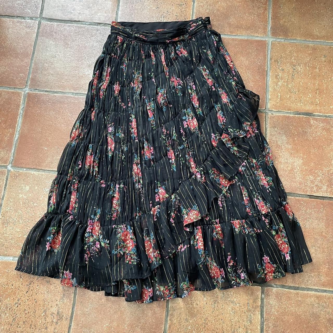 Vintage Topshop tiered ruffle maxi skirt,