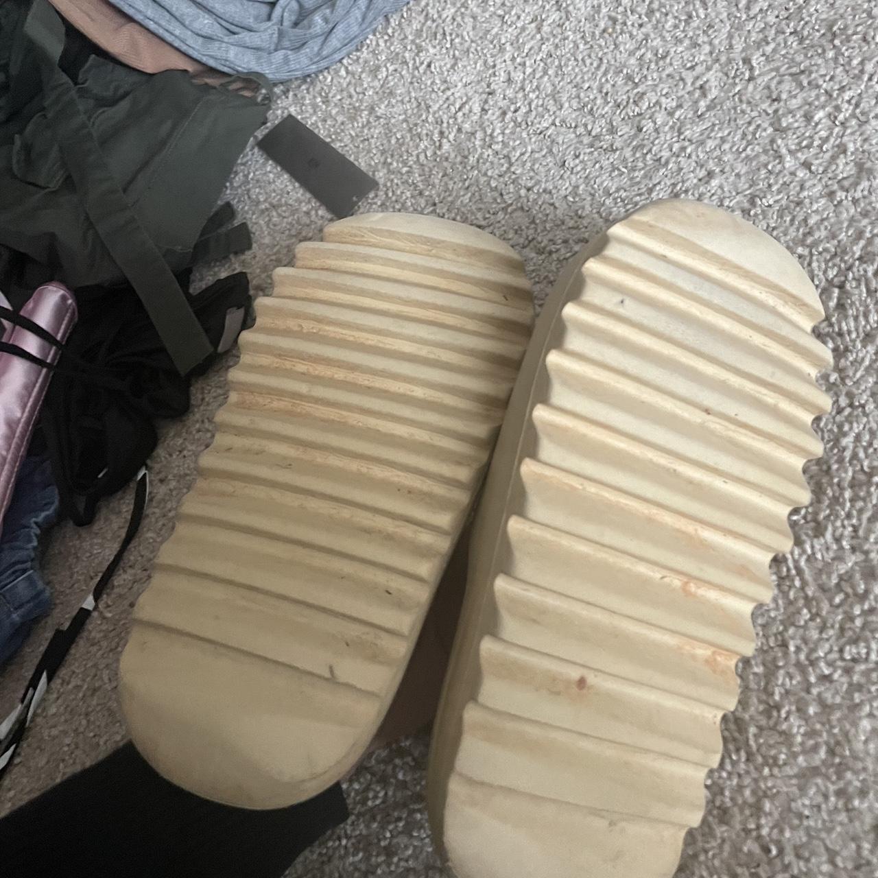 tan yeezys slides