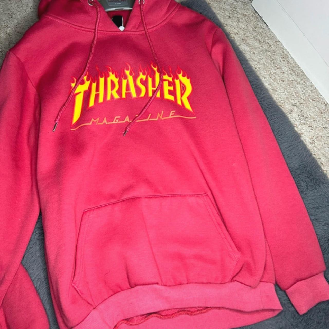 Pink and yellow thrasher hoodie best sale