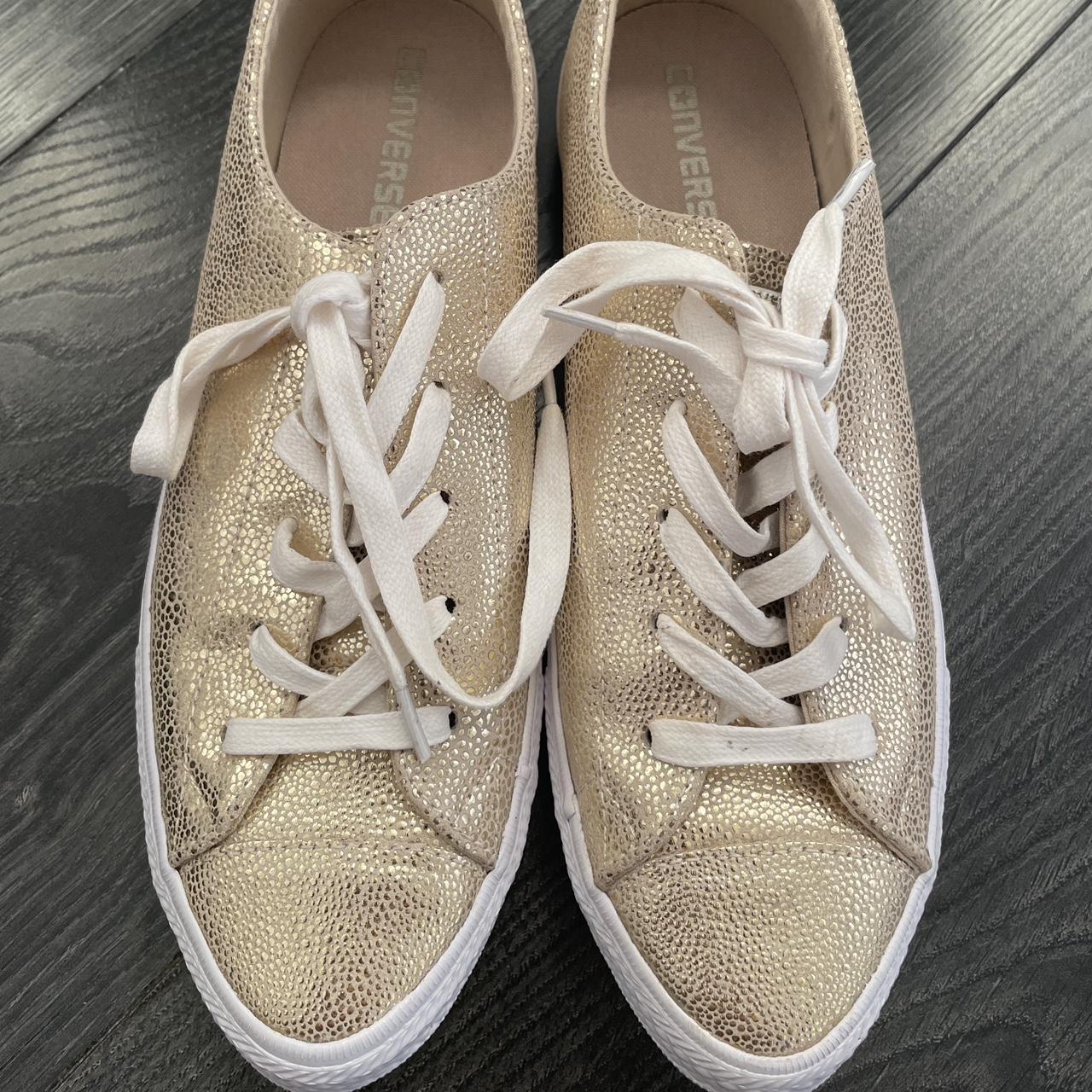 Converse Women's Gold Trainers | Depop