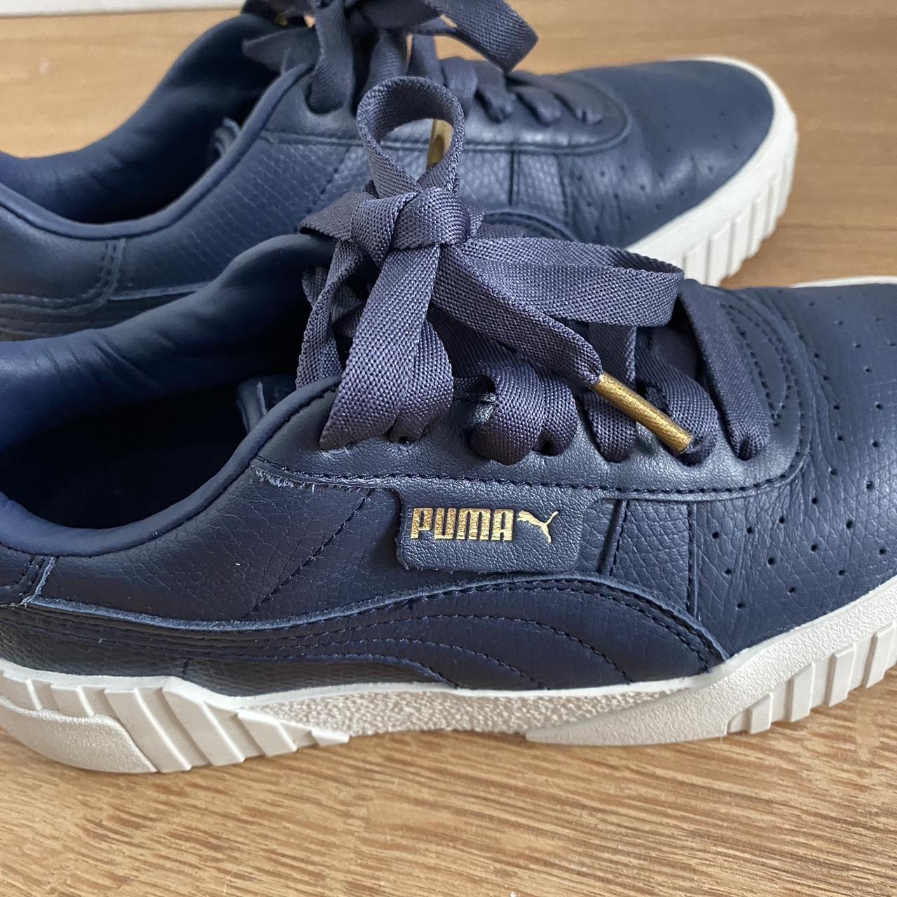 NAVY PUMA W/ RIBBON SNEAKERS Depop excellent... LACES In 