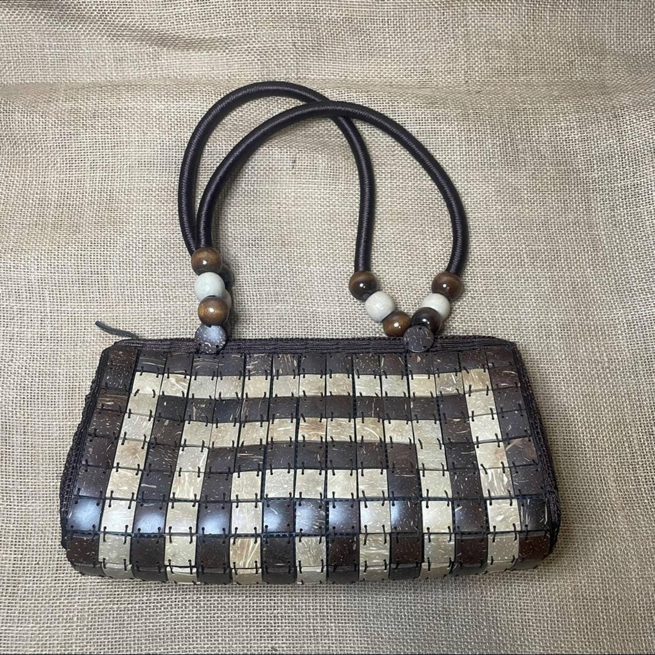 Handcrafted Coconut Shell Beaded Sling bag for Women | Crossbody Long Strap  Purse | Handmade Natural