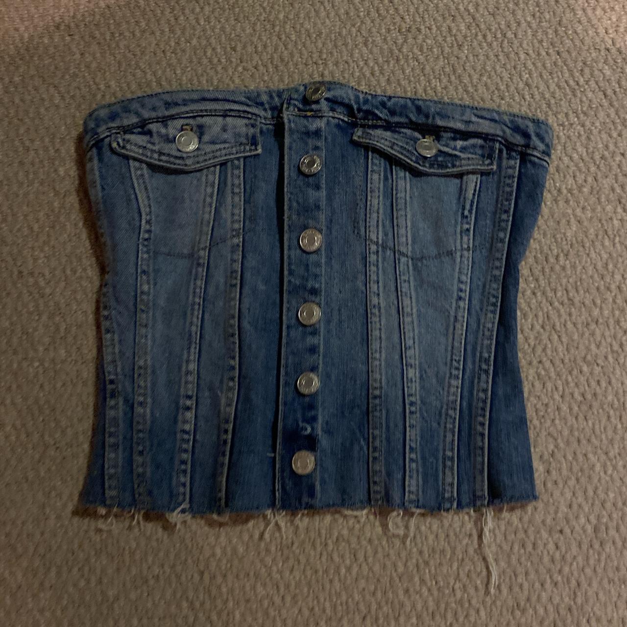 Strapless denim corset Zara Buttons down the front - Depop