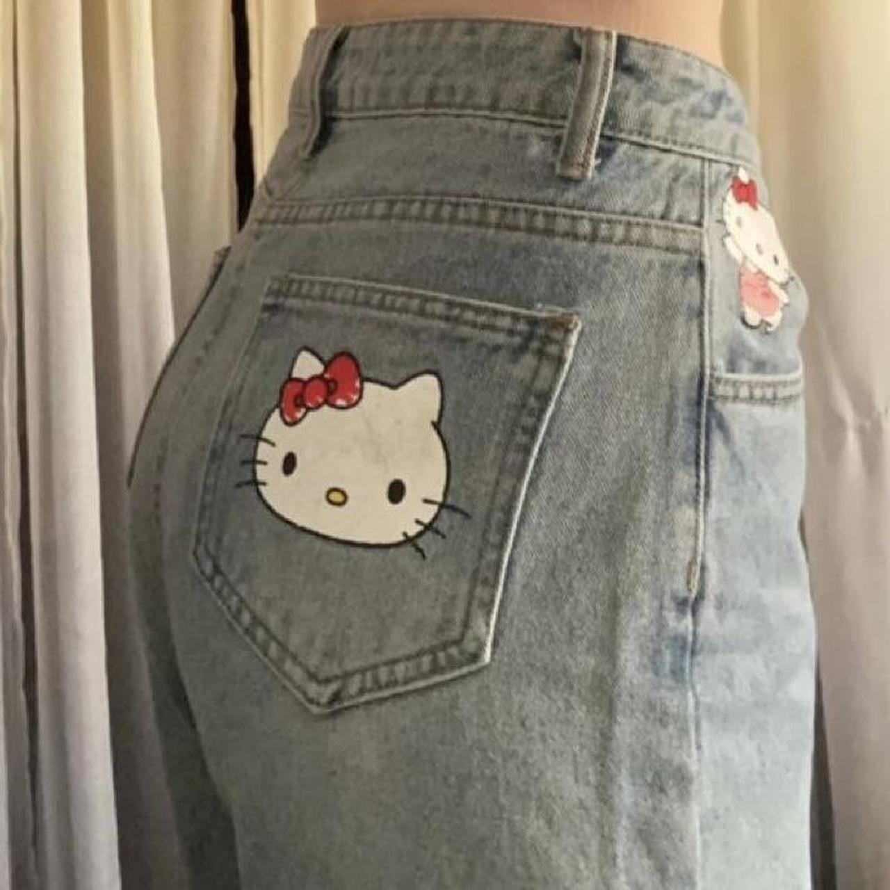 Hello Kitty Straight Leg Jeans !! in excellent... - Depop