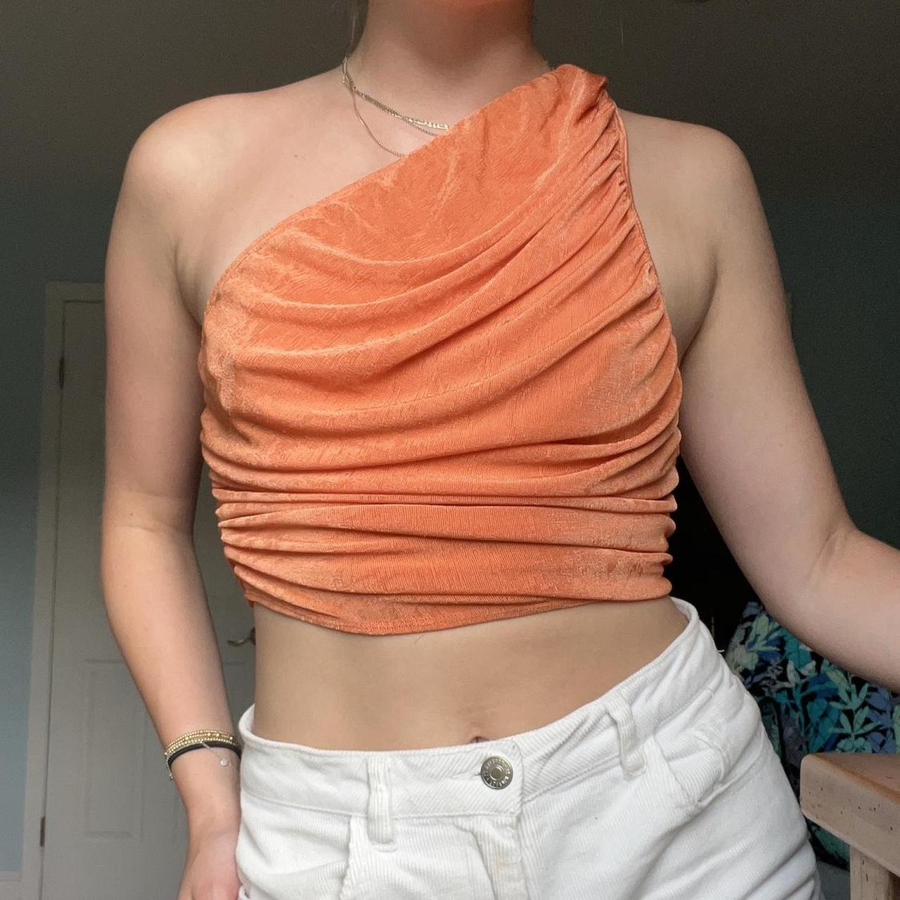 lioness orange one shoulder top,
