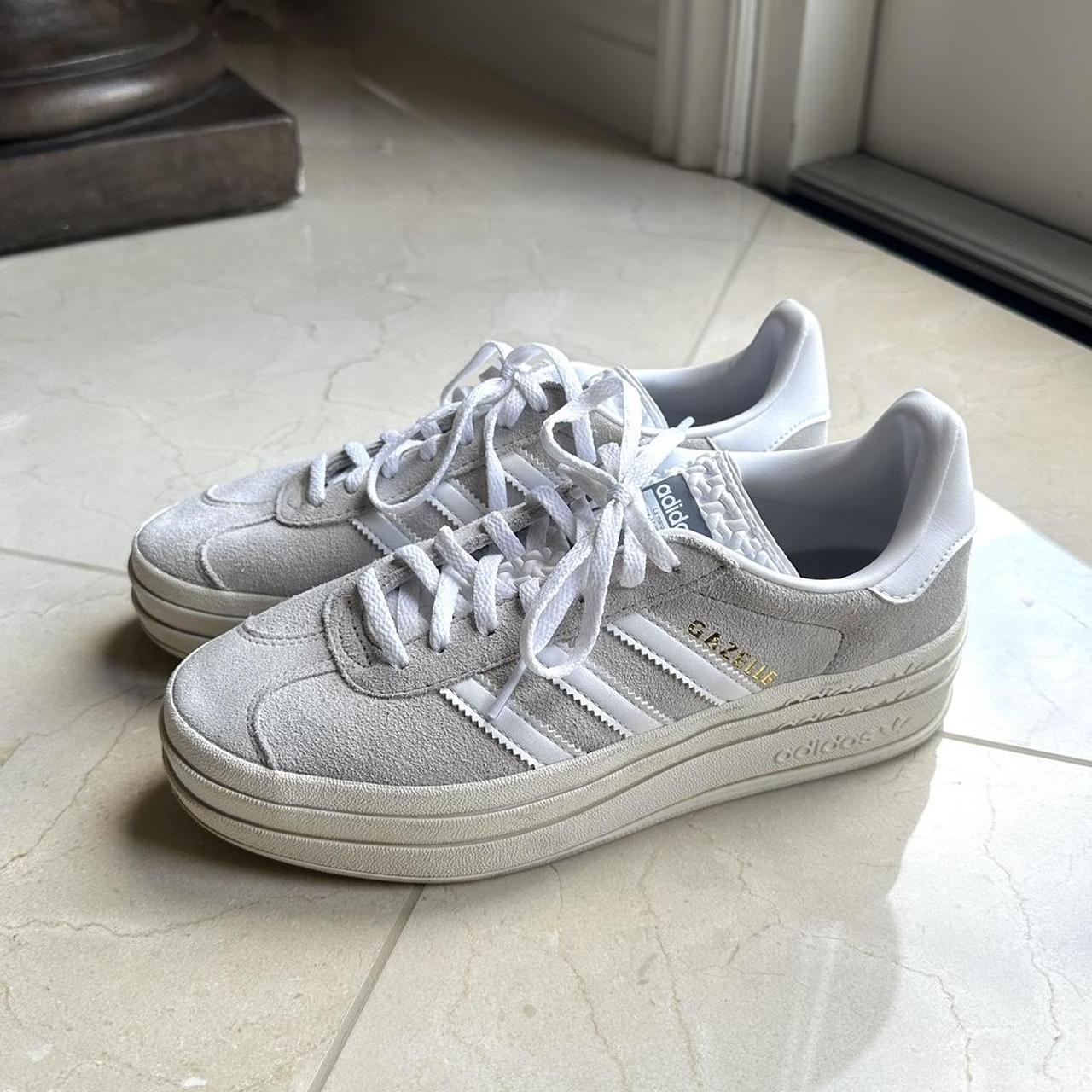 Grey Adidas Gazelle bold platform trainers Size 7 |... - Depop