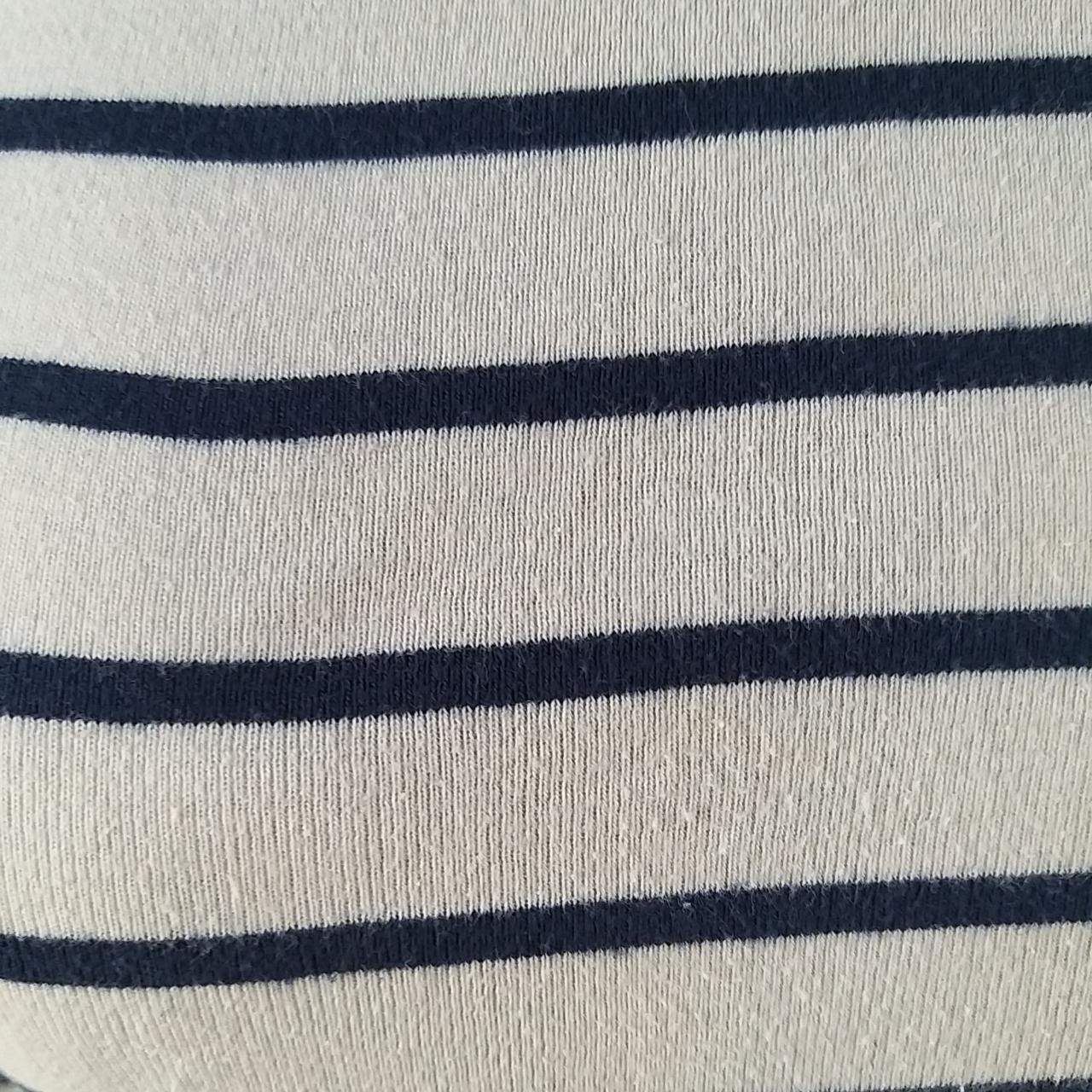 Zara Navy Blue And Off-White Striped Blouse 3/4... - Depop