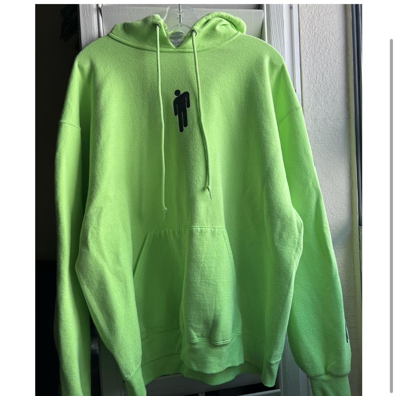 Neon Green Billie Eilish Hoodie Tagged a size XL... - Depop