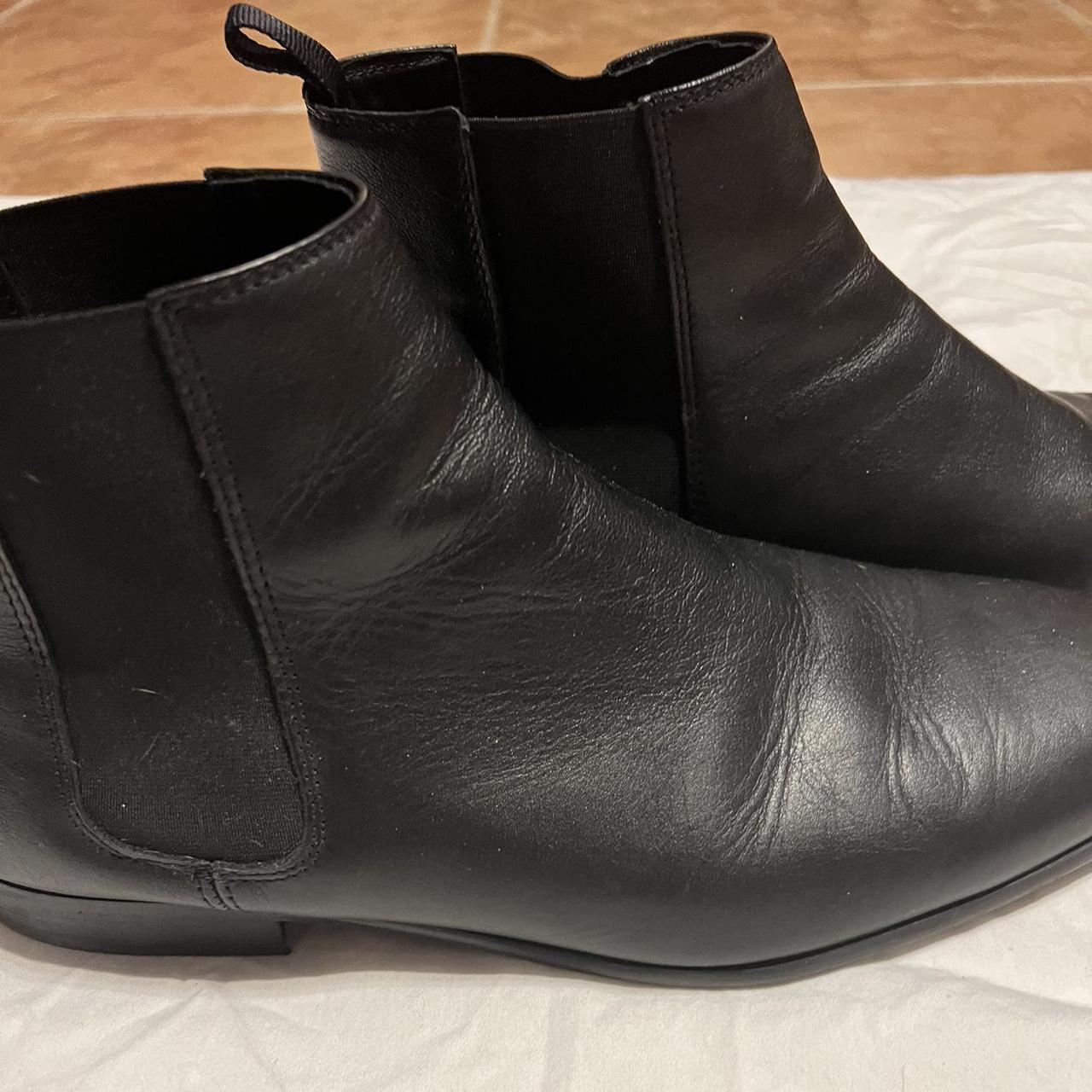 Zara Black Faux Leather Ankle Boots Size UK 45/US... - Depop