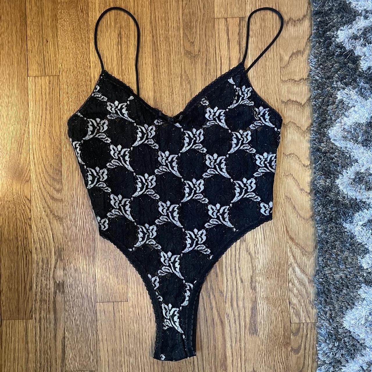 Vintage lace bodysuit 100 nylon Thong, NO... Depop