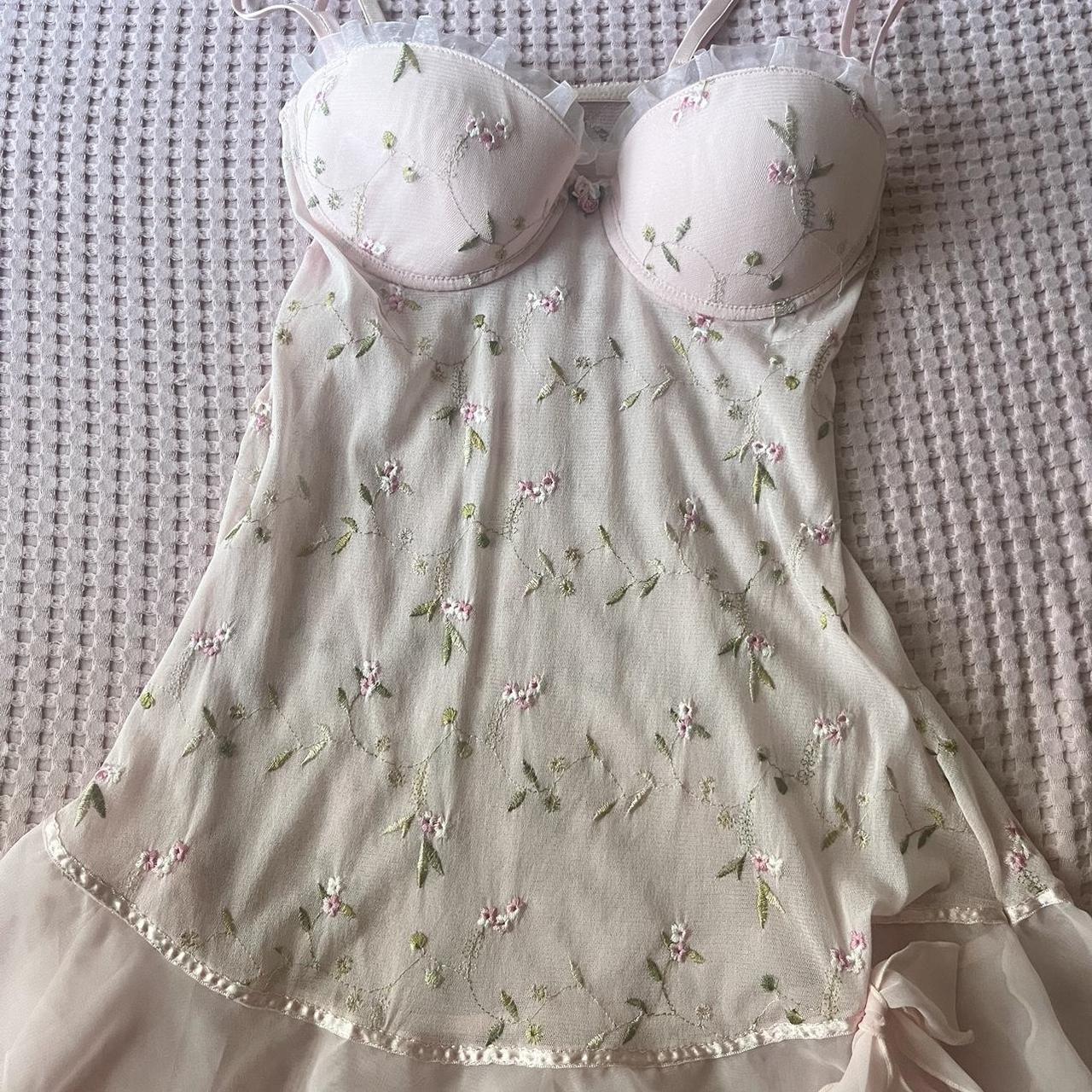 Repop This Vintage Baby Pink Bustier Slip With Depop