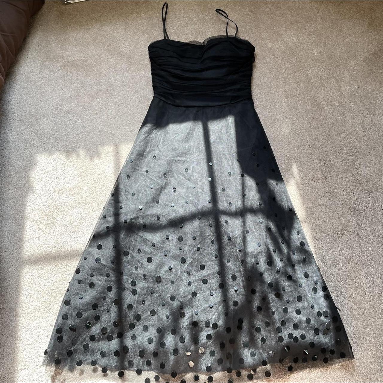 eliza j black tulle & sequin dress ! thrifted but i... - Depop