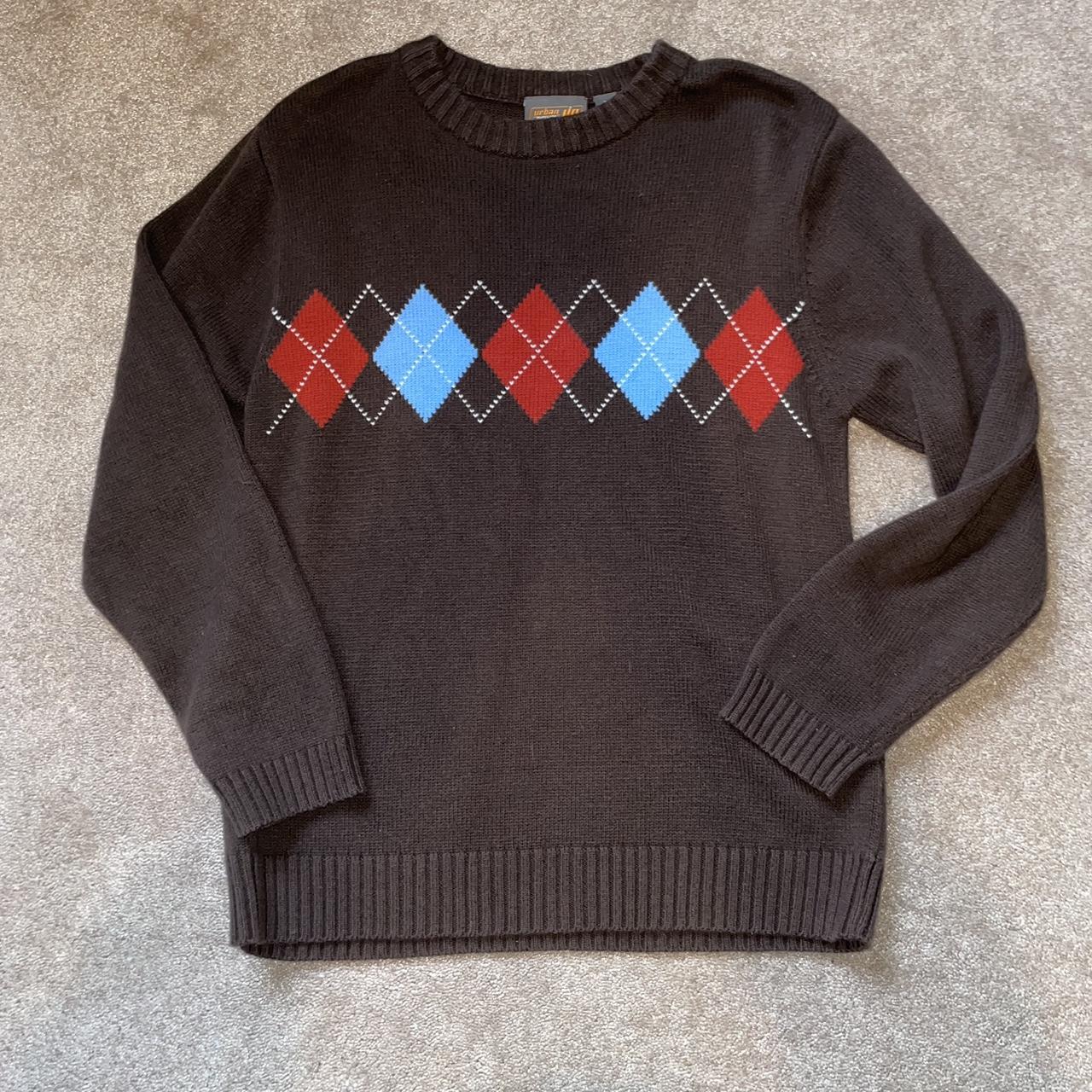 knit diamond sweater ! urban pipeline sweater size... - Depop