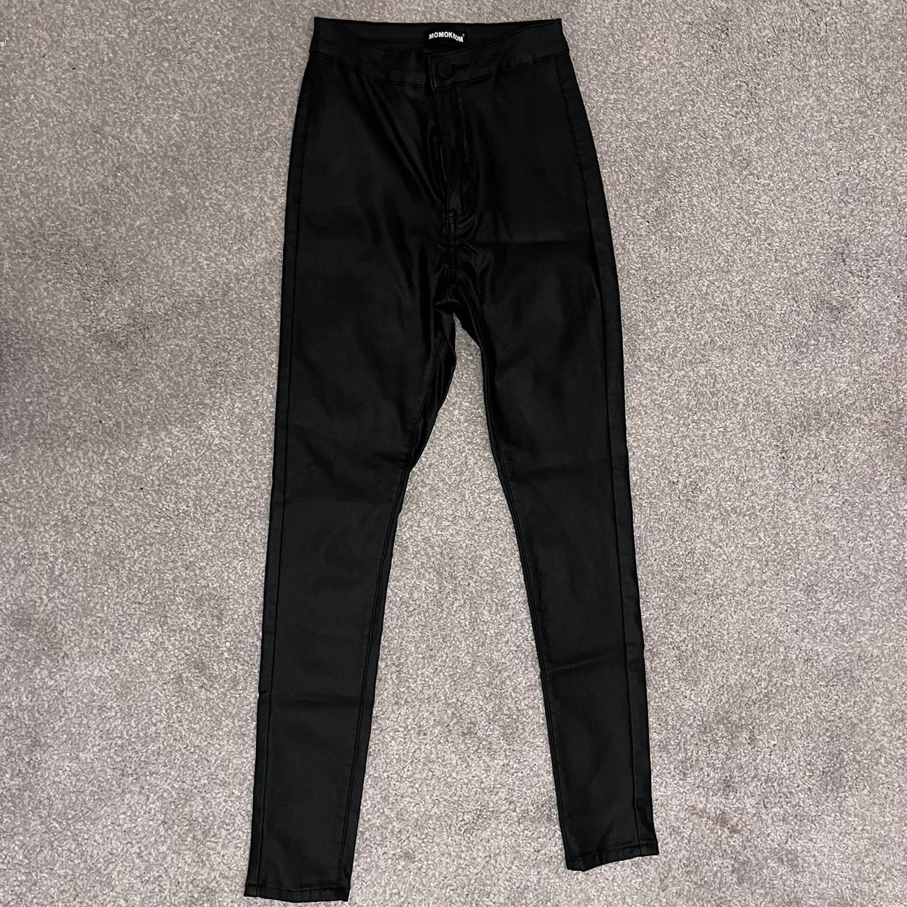 black tight leather pants. size uk 6. perfect... - Depop