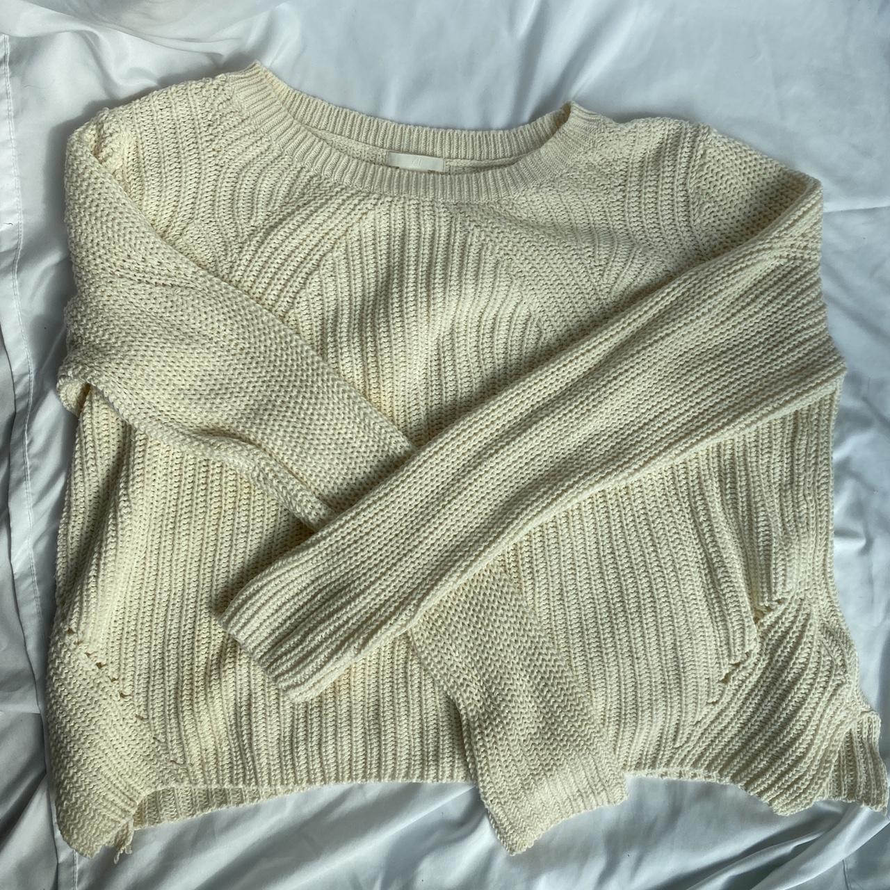 large cream H&M sweater #sweater #creamsweater... - Depop