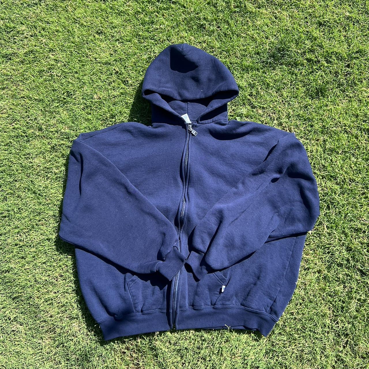 Vintage late 90s russell athletics zip up hoodie... - Depop