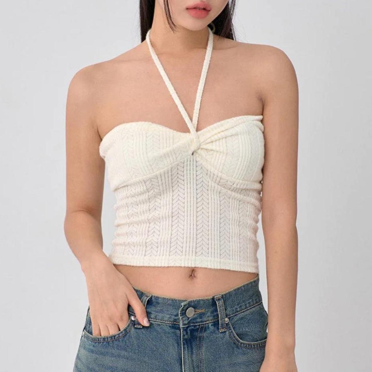knit halter top - bought brand new, never worn -... - Depop