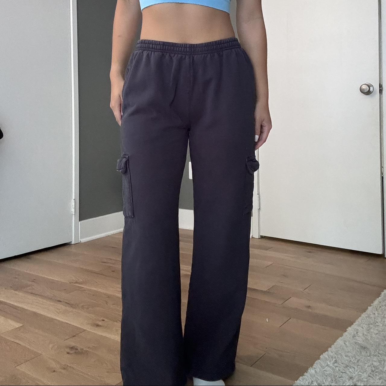 Navy blue Brandy Melville wide leg cargo sweats... Depop