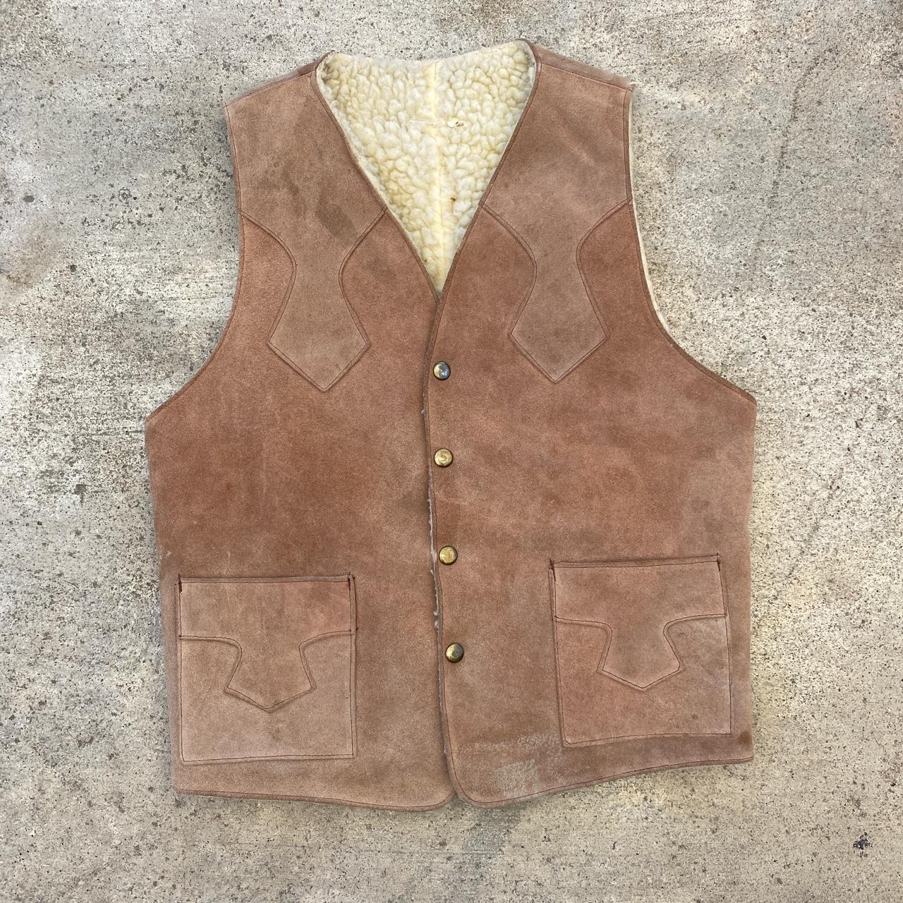 Vintage Light Brown Cool Pattern 90s Vest... - Depop