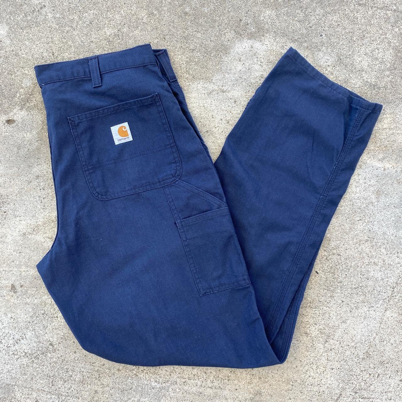 Navy Blue Carhartt Cargo Pants Measurements... - Depop