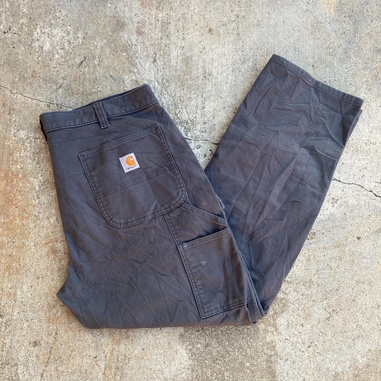 Carhartt Dark Grey Double Knee Pants Measurements... - Depop