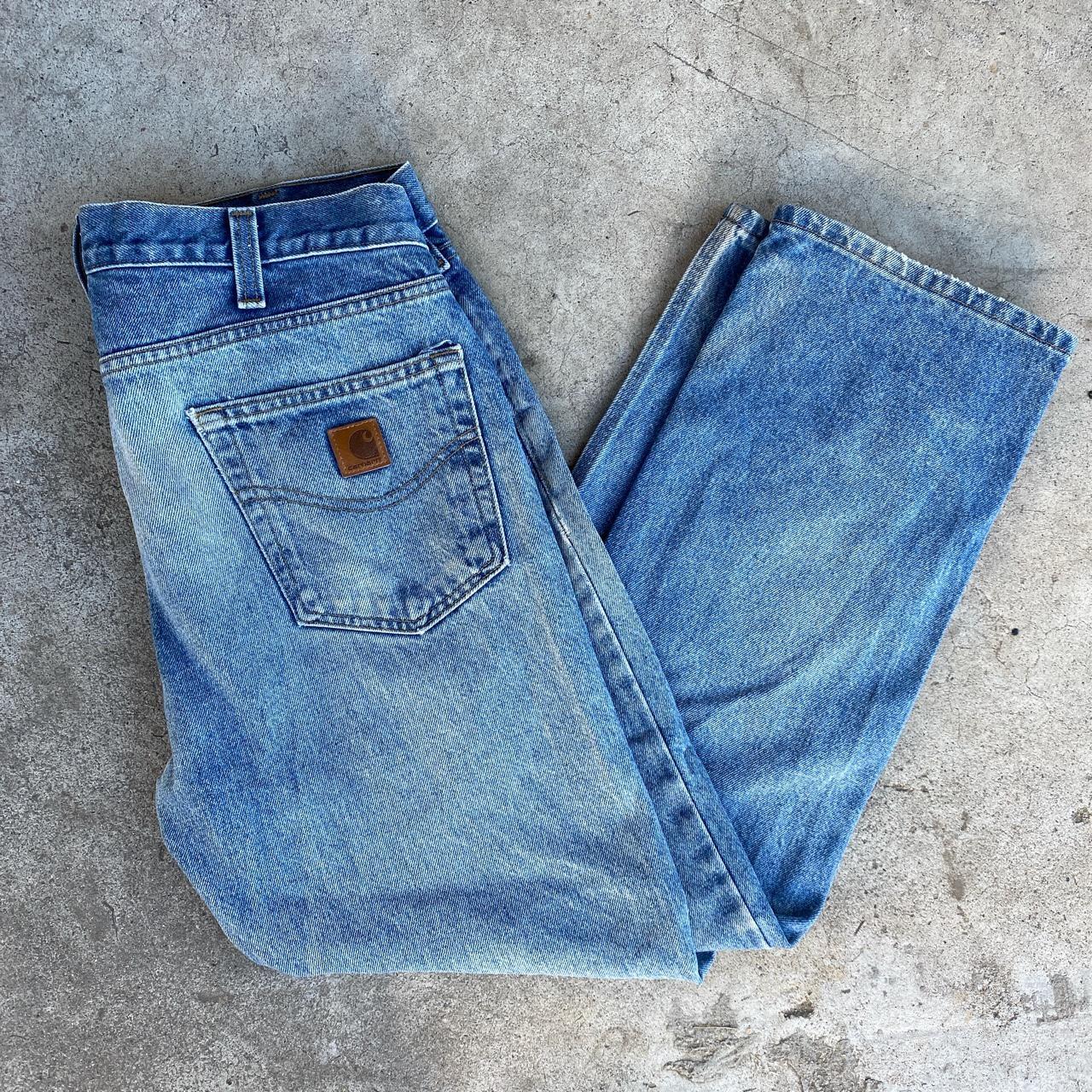 Vintage 90s Carhartt Denim Jeans Distressed... - Depop