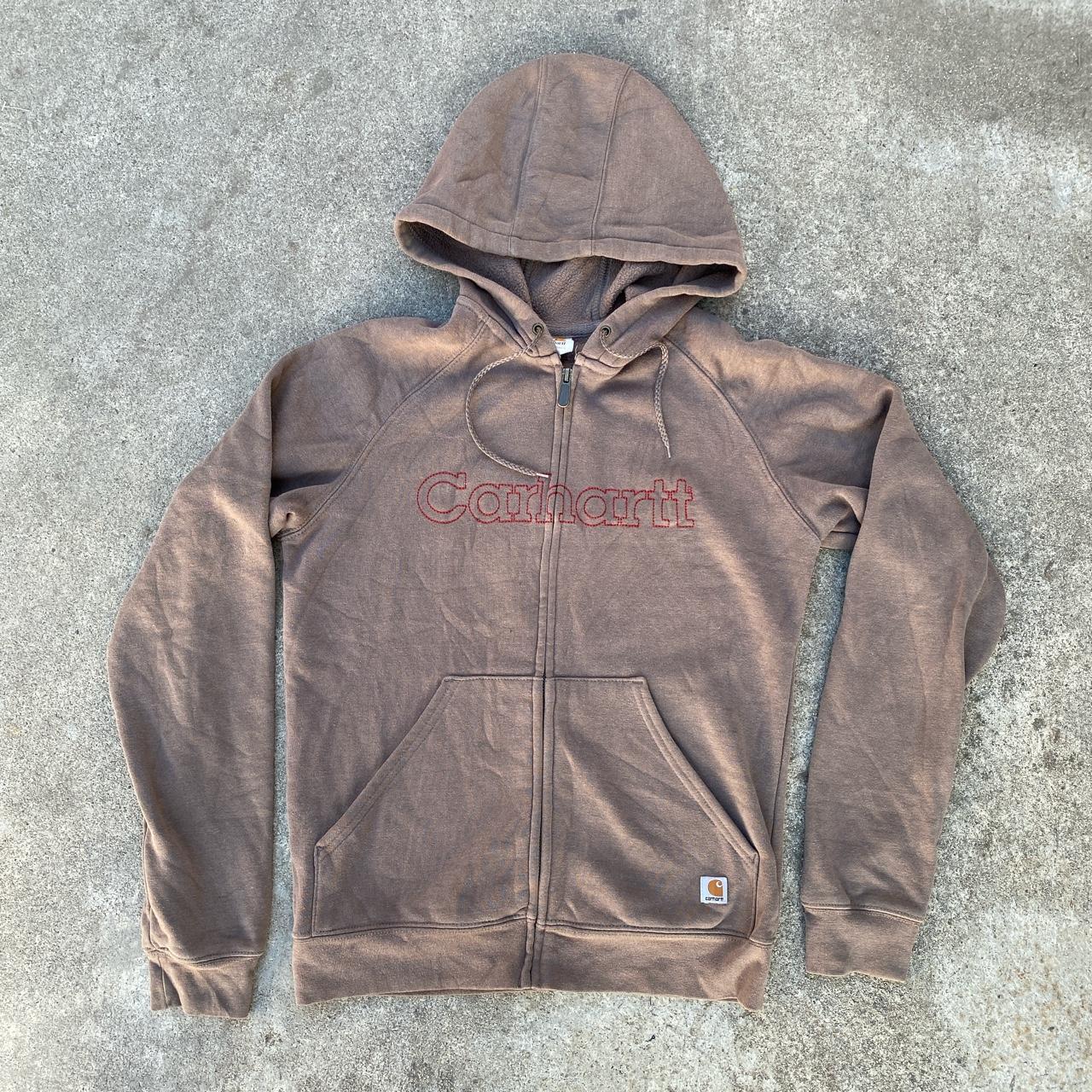 Vintage Carhartt Brown Zip Up Hoodie Measurements... - Depop