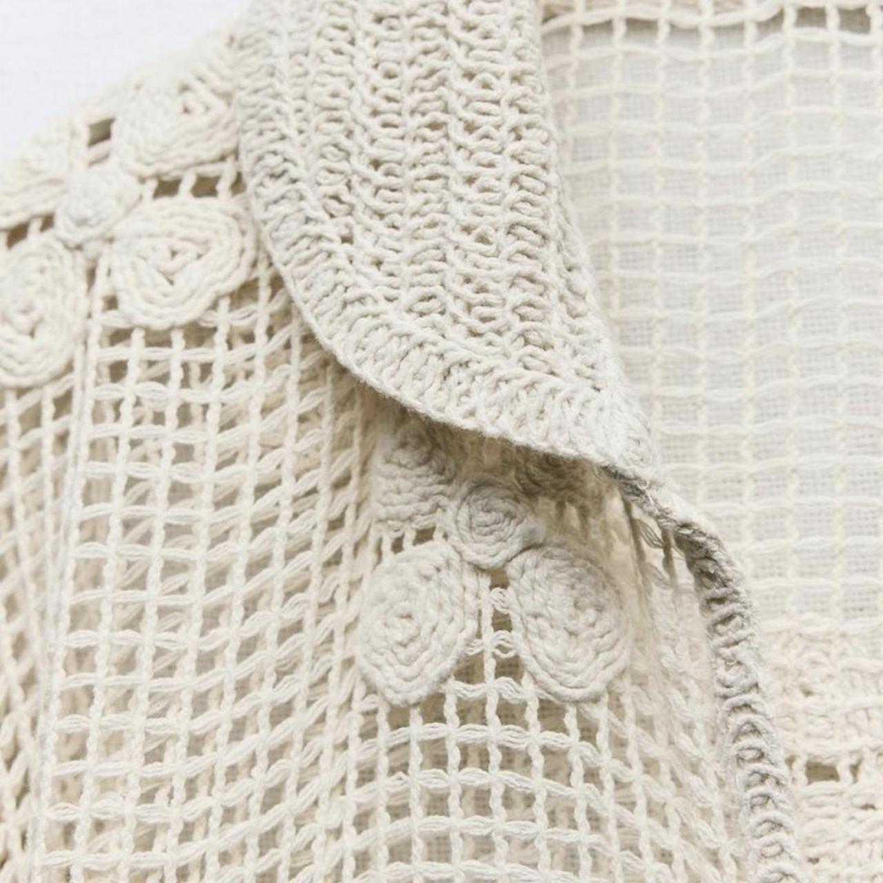 ZARA LINEN BLEND CROCHET SHIRT レースシャツ レディース