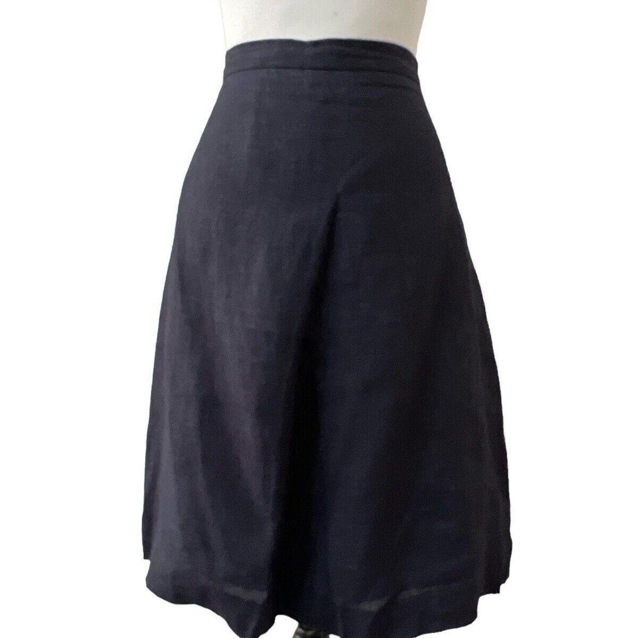 Hobbs Navy Blue Skirt Size UK 12 100 Flax Linen A... Depop