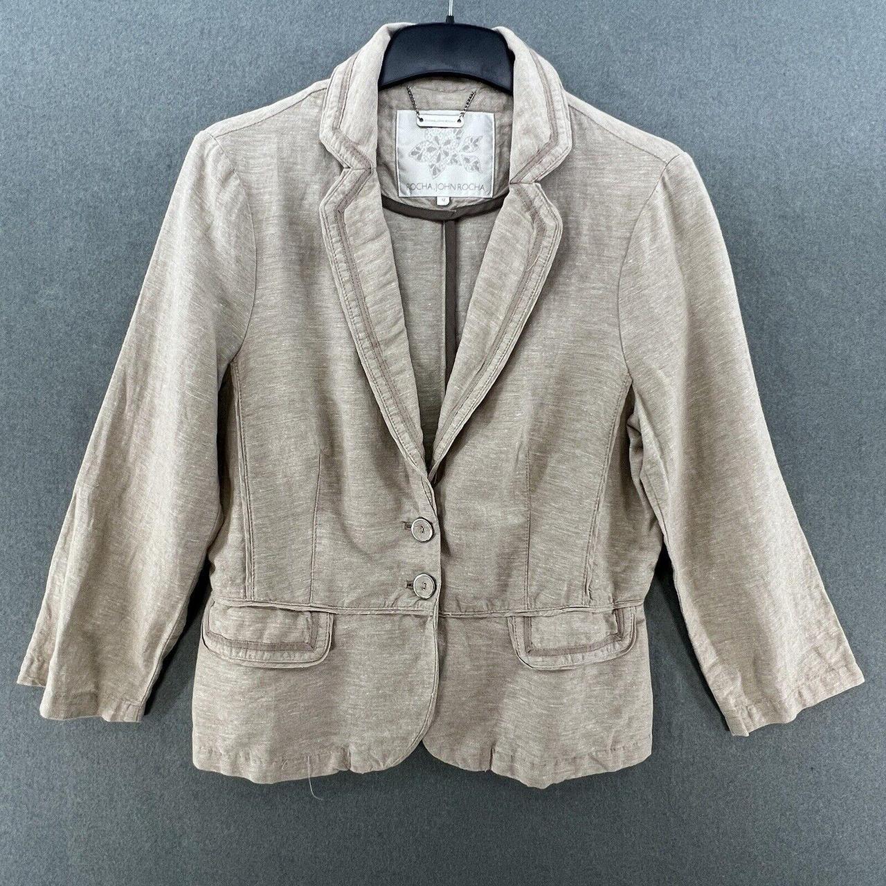 Rocha John Rocha Jacket Size 12 Womens Blazer Beige... - Depop