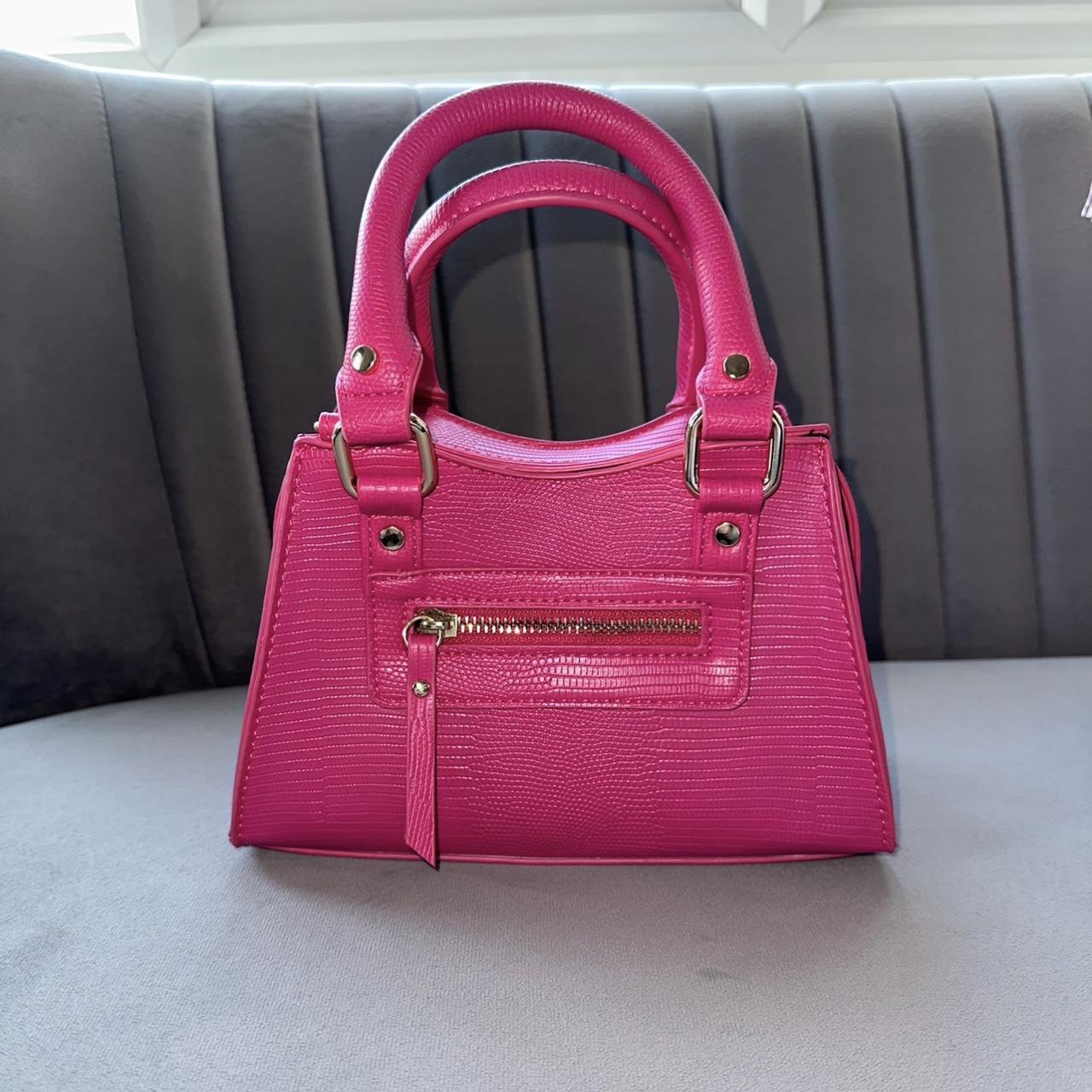 NEW LOOK PINK FAUX CROC MINI TOTE BAG In great... - Depop