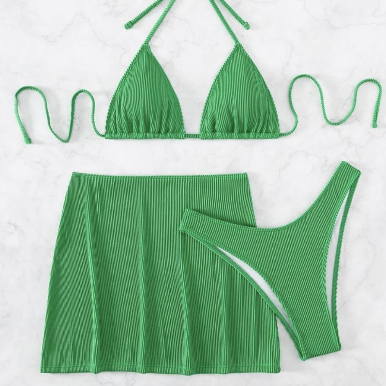 SHEIN Women's Green Bikinis-and-tankini-sets | Depop