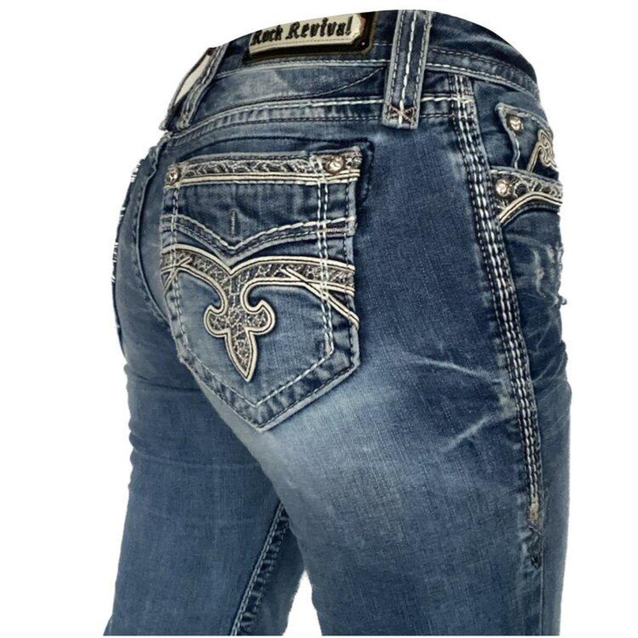 Rock Revival Blue Jeans Size: 27. Inseam:... - Depop