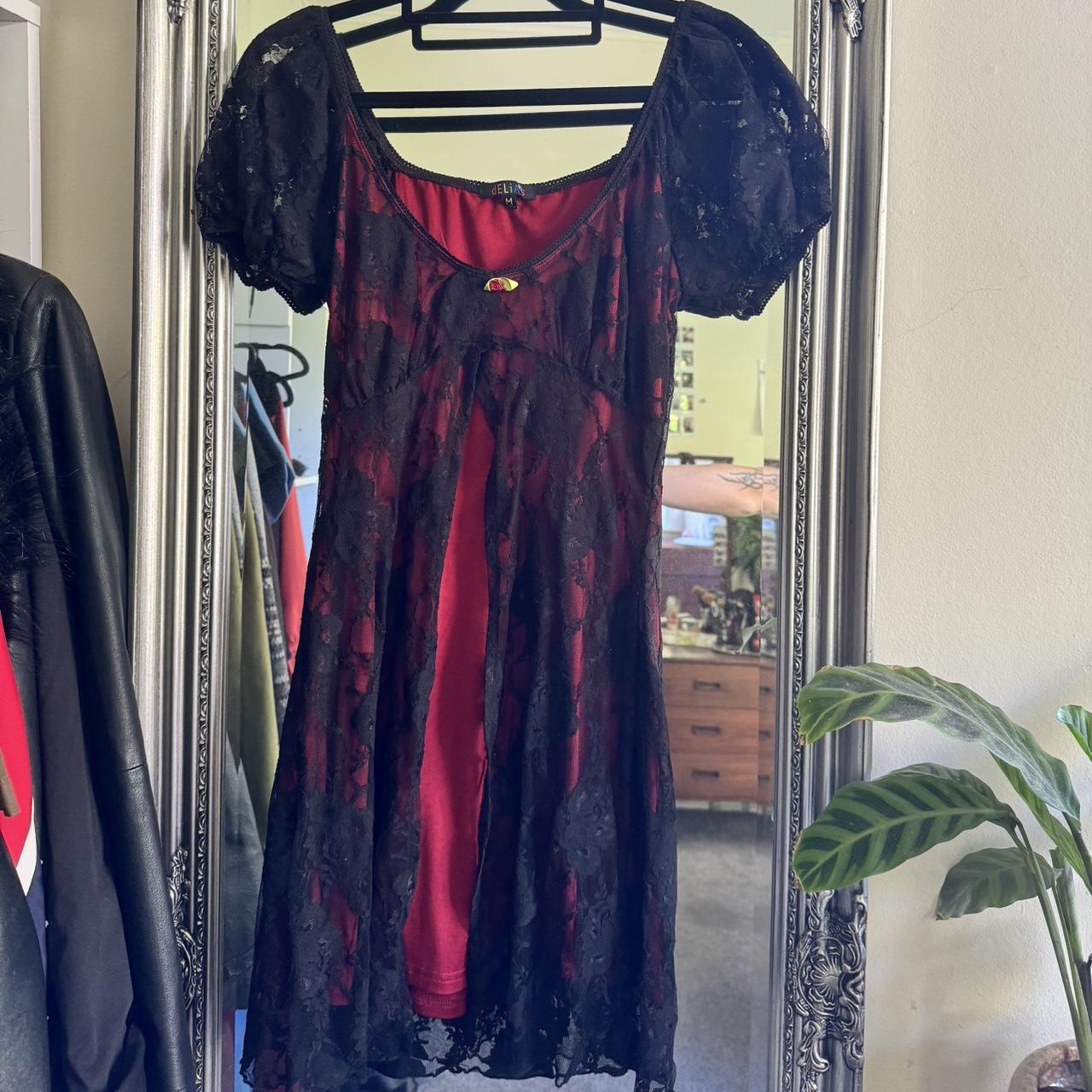 Red and black lace overlay babydoll dress. Love the... - Depop