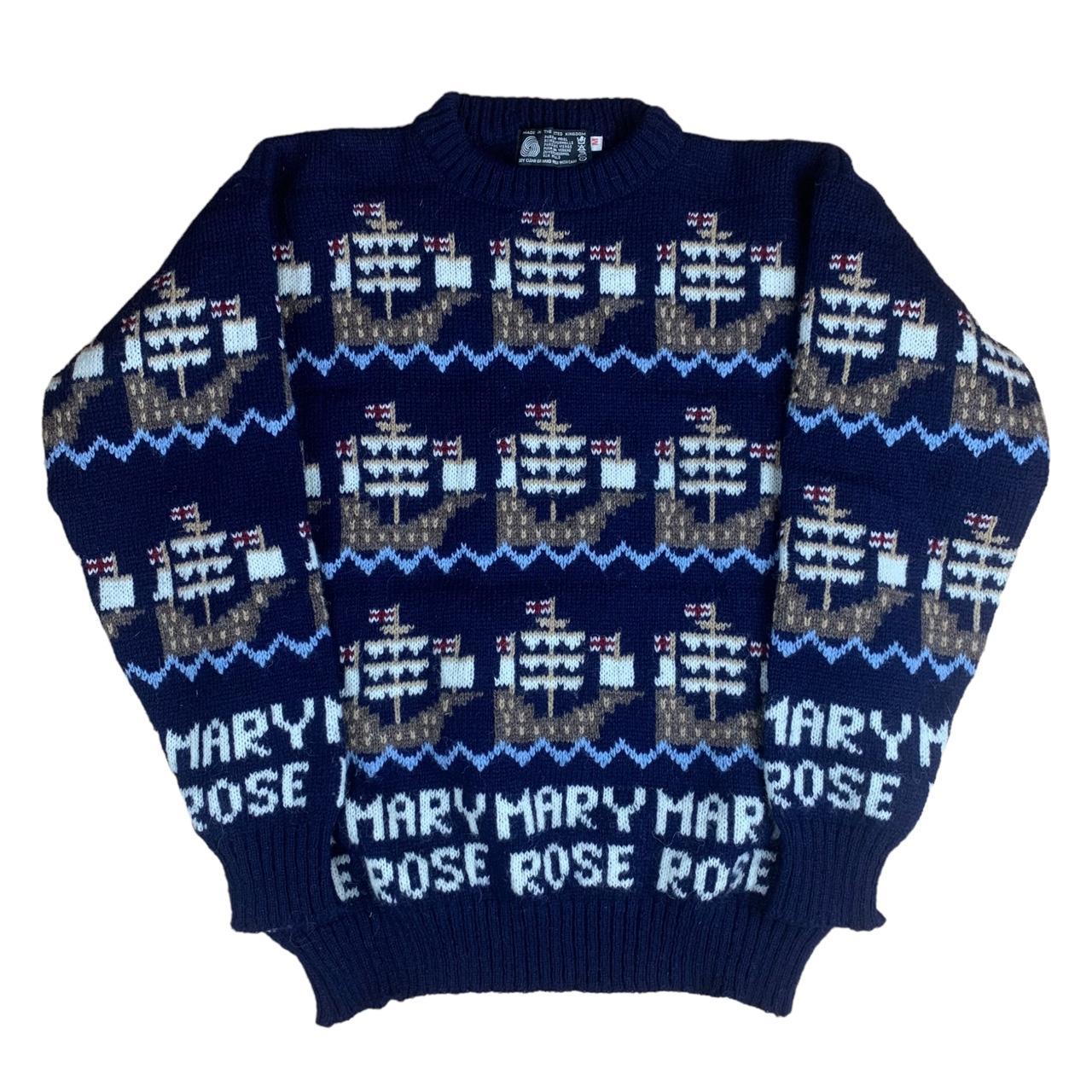 Men's Blue and Navy Jumper Depop