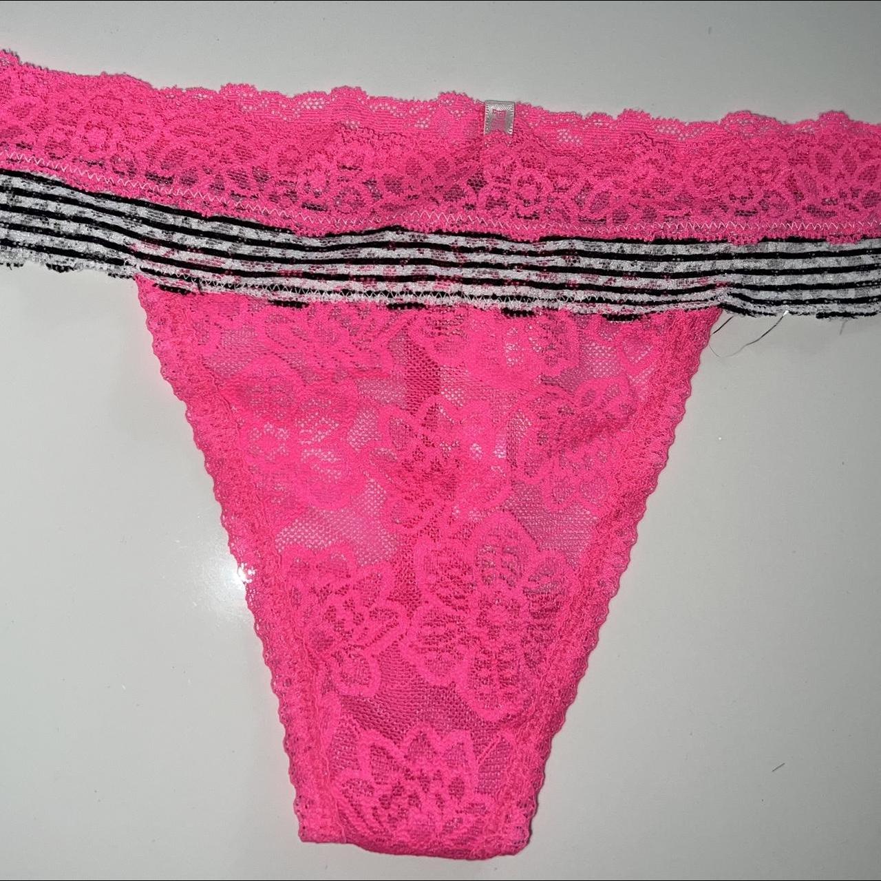 Victoria's Secret Women's Pink and Black Panties | Depop