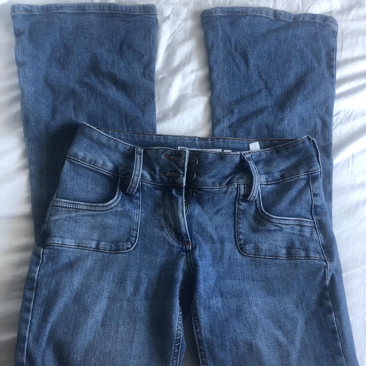 vintage look subdued low rise flares . not entirely... - Depop